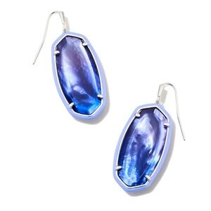 Kendra Scott Elle Silver Enamel Framed Drop Earrings Dark Lavender Ombre ☔️